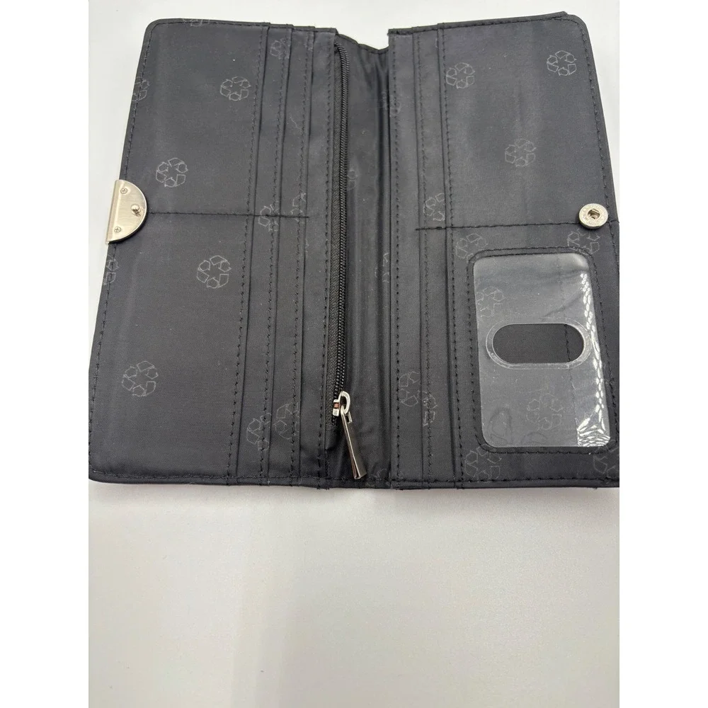 Purple Genuine Leather Slim Clutch Wallet with ID Window and Zipper Pocket